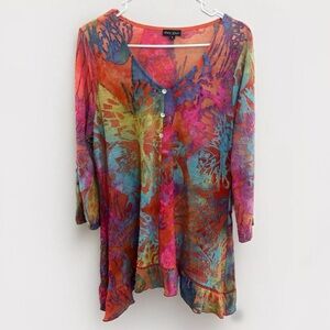 Dor Dor Couture Tunic Shirt Women’s Size Large Multicolor